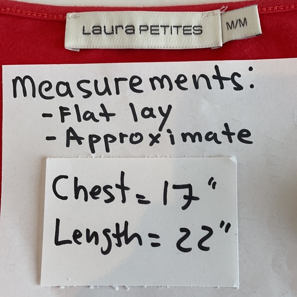 LAURA PETITE Orange black and white top, size M - Picture 6 of 7